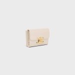 COMPACT WALLET WITH COIN TRIOMPHE IN SHINY CALFSKIN PALE BEIGE - Image 2